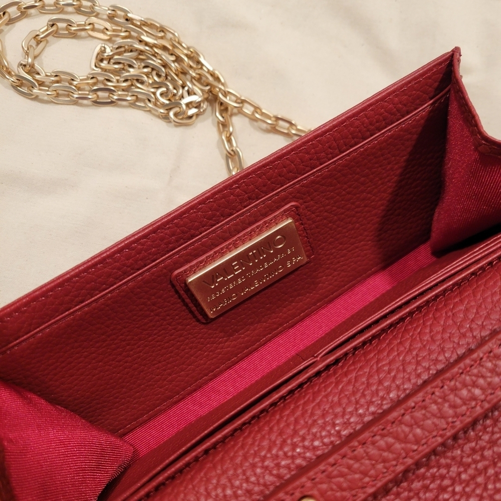 Red Valentino Leather Wallet On Gold Chain - Picture 4 of 8